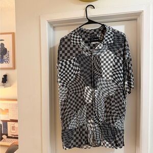 Original Use Geometric Checkered Jacket - Black and Gray